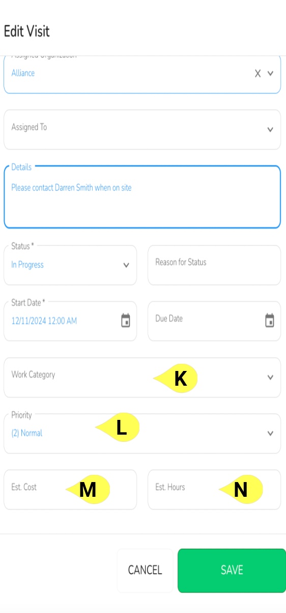 Click the pencil icon to open the Edit Visit pop-up (see Image 1 above)