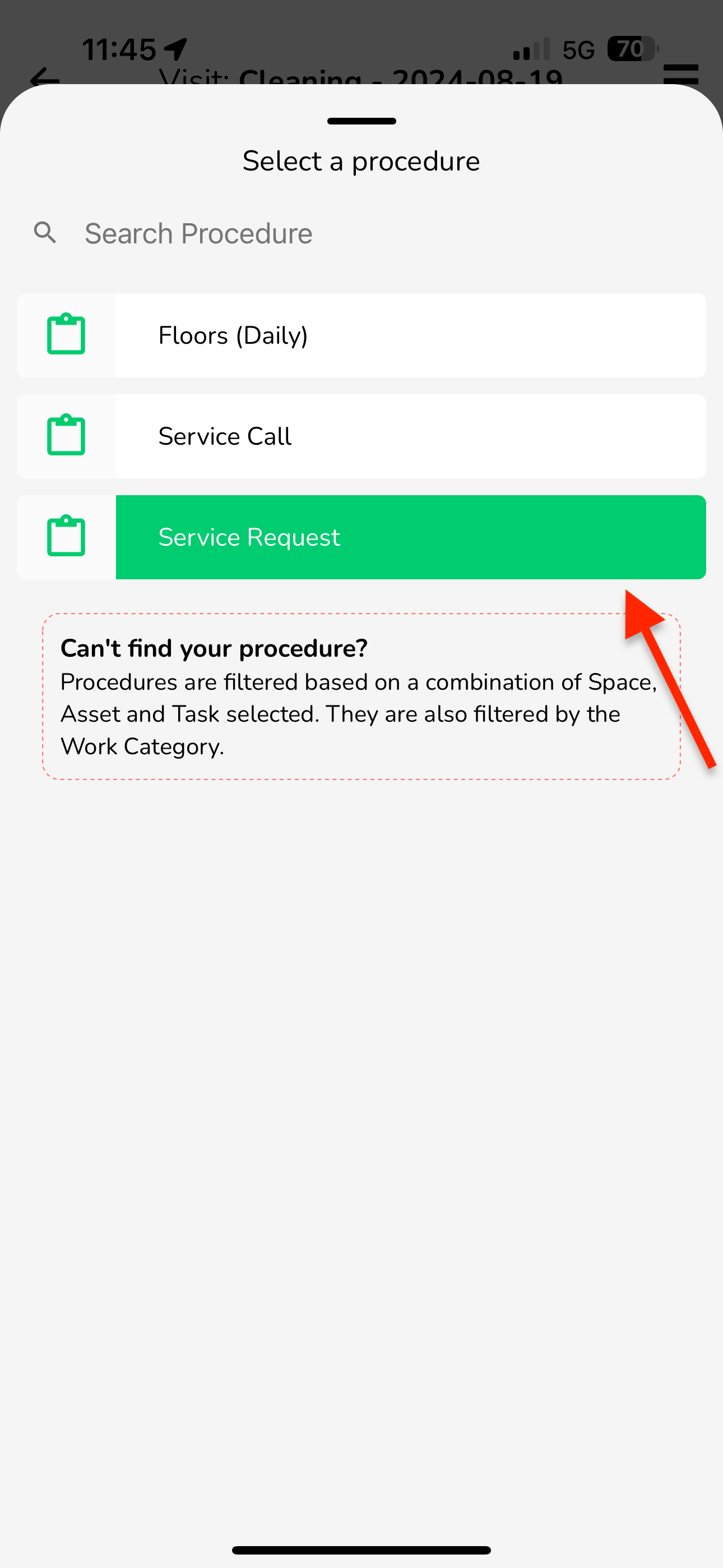 C - (Change) Procedure To change the procedure, simply tap the green procedure name, then select another…