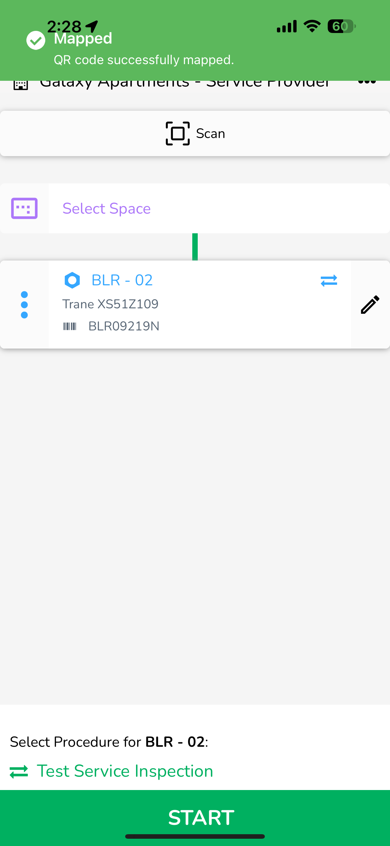 Mapping Confirmation Screen:
