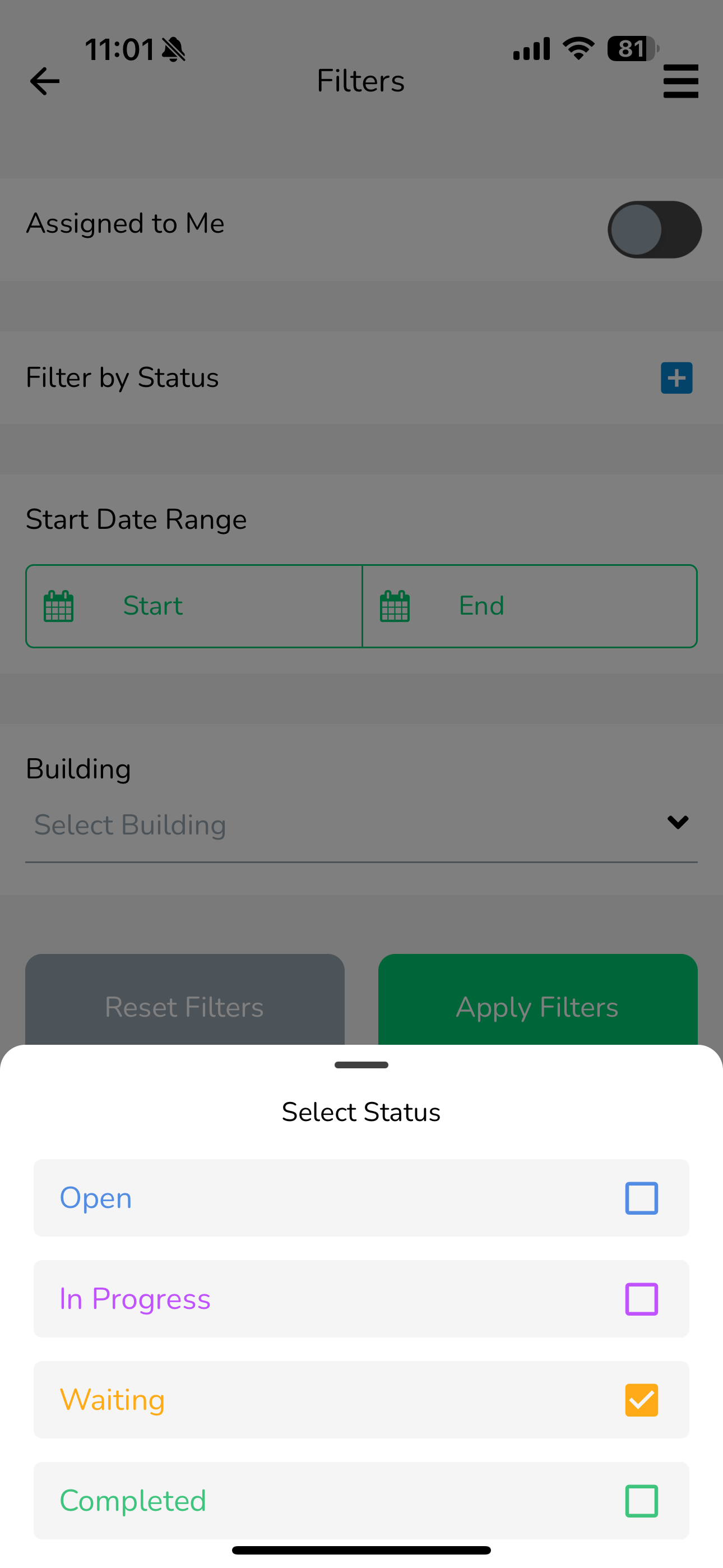 B - Filter by Status Use this to filter your list of jobs down to only a certain status or statuses.