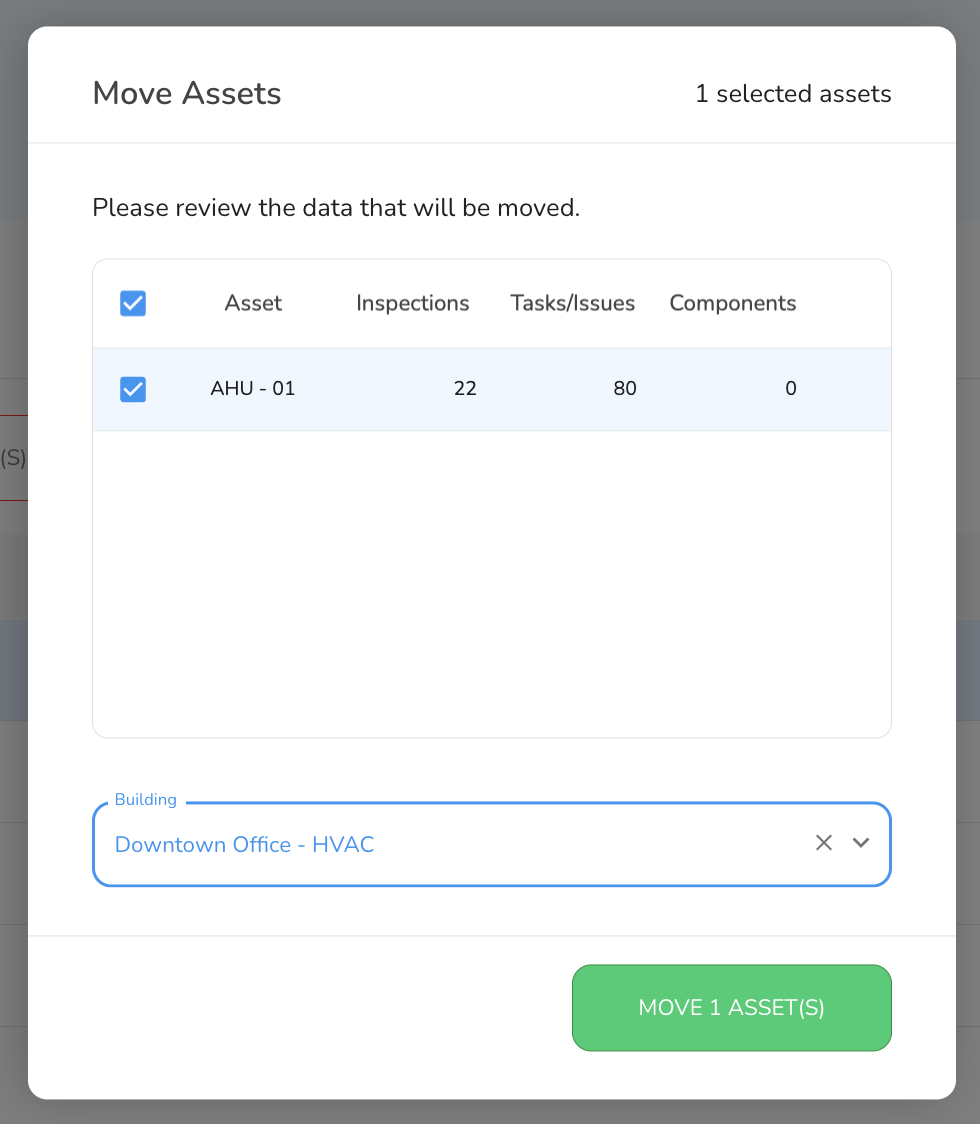 A dialog will appear showing the related data that will move.
