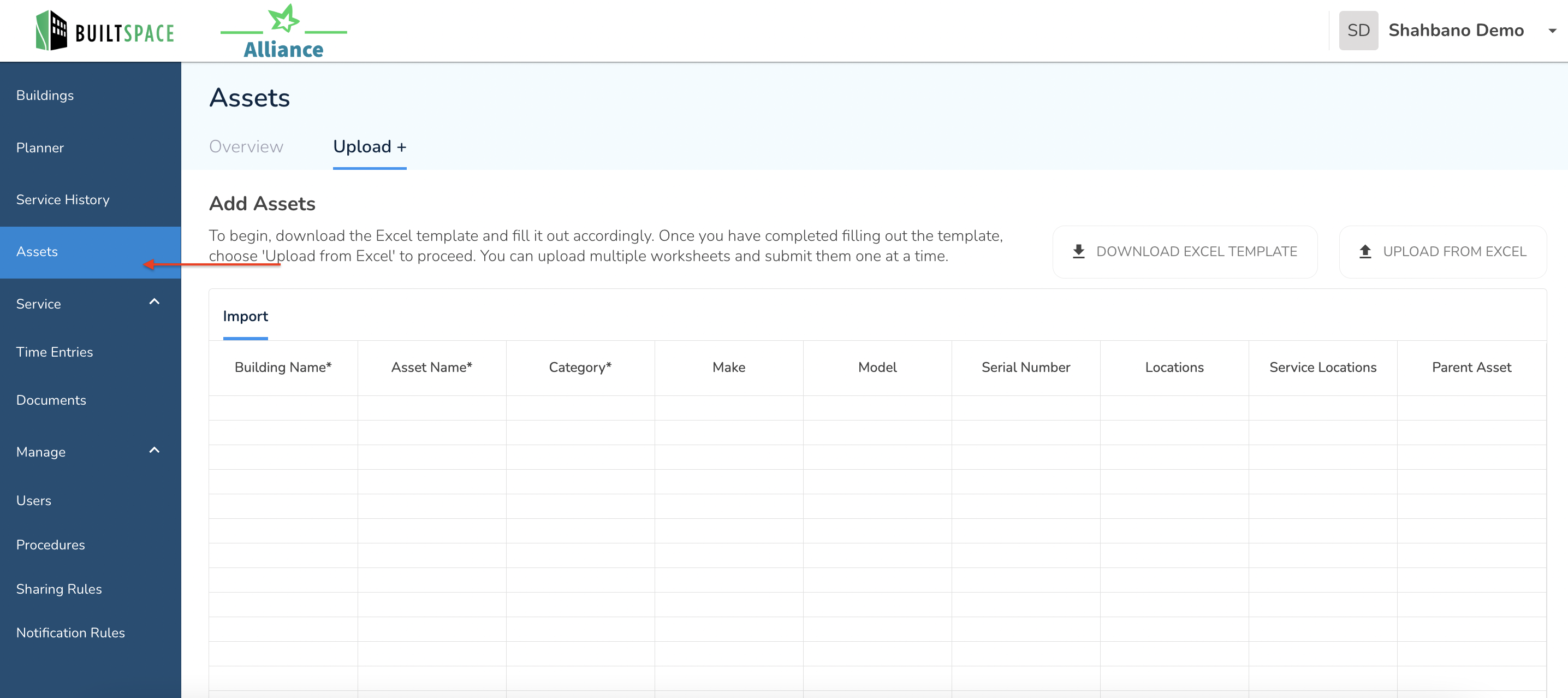 - Access the Assets page on your Admin Portal to proceed with the upload process.