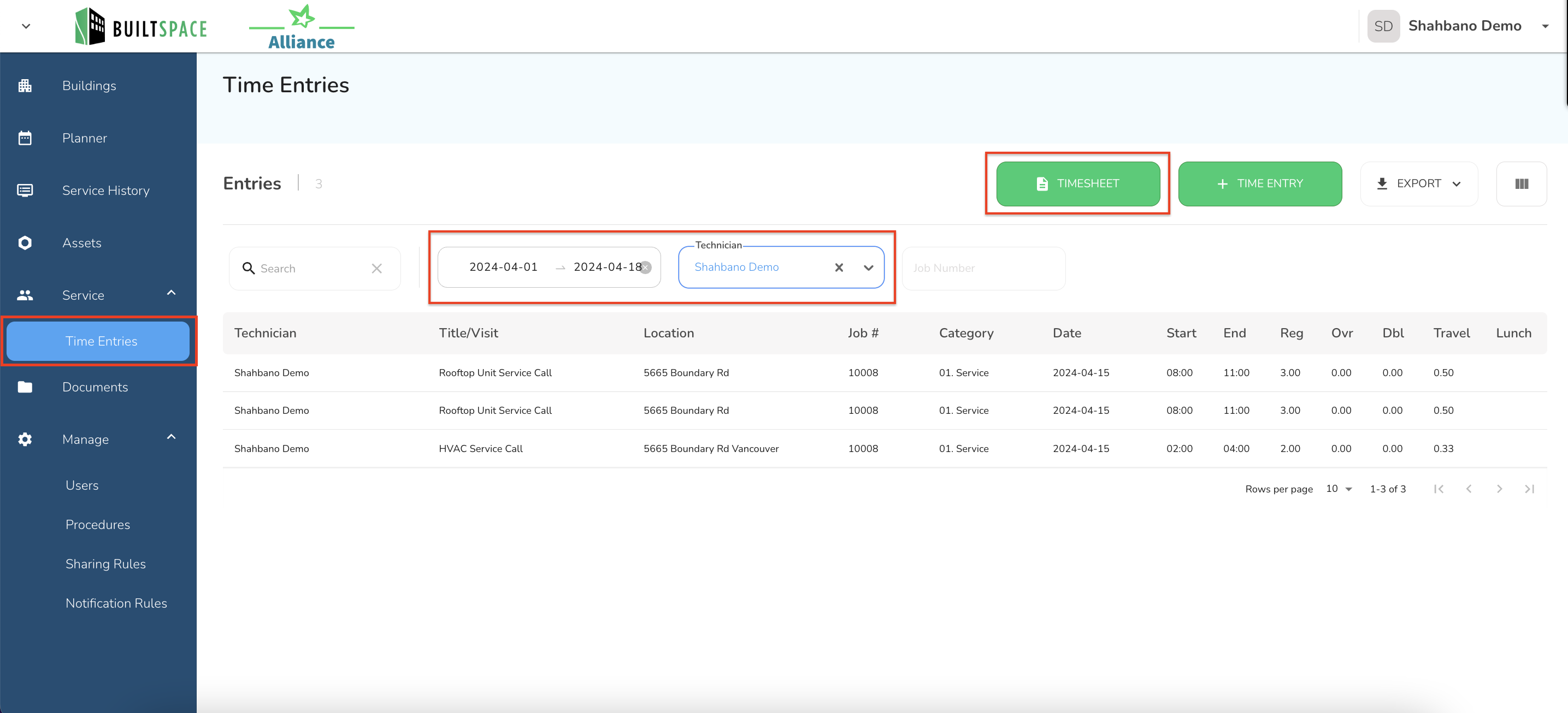 Proceed to Time Entries: Locate and click on the ‘Time Entries’ tab on the left side of the dashboard.
