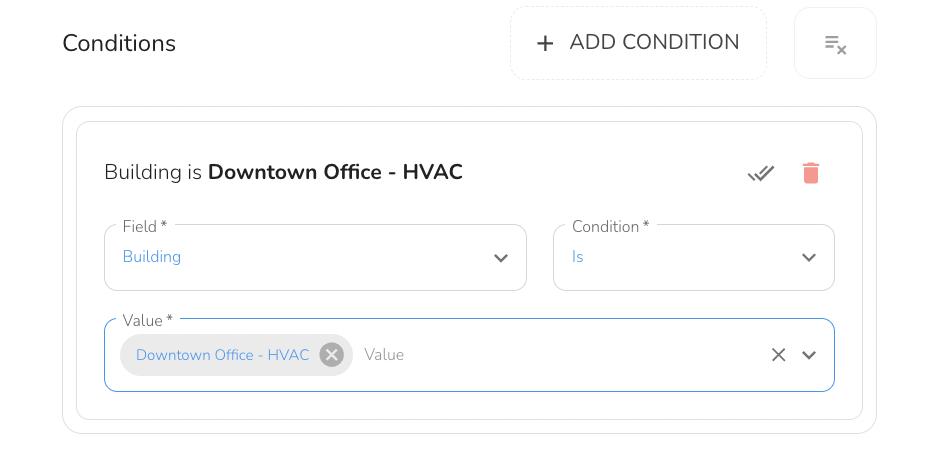 a Visit status is changed in a specific Building (or is not changed in a specific Building)