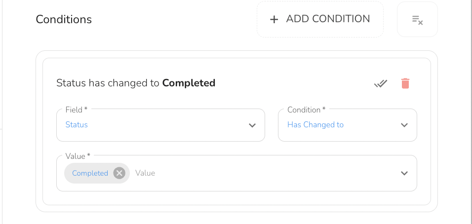 when a Visit is set to a specific status (or is not set to a specific status)