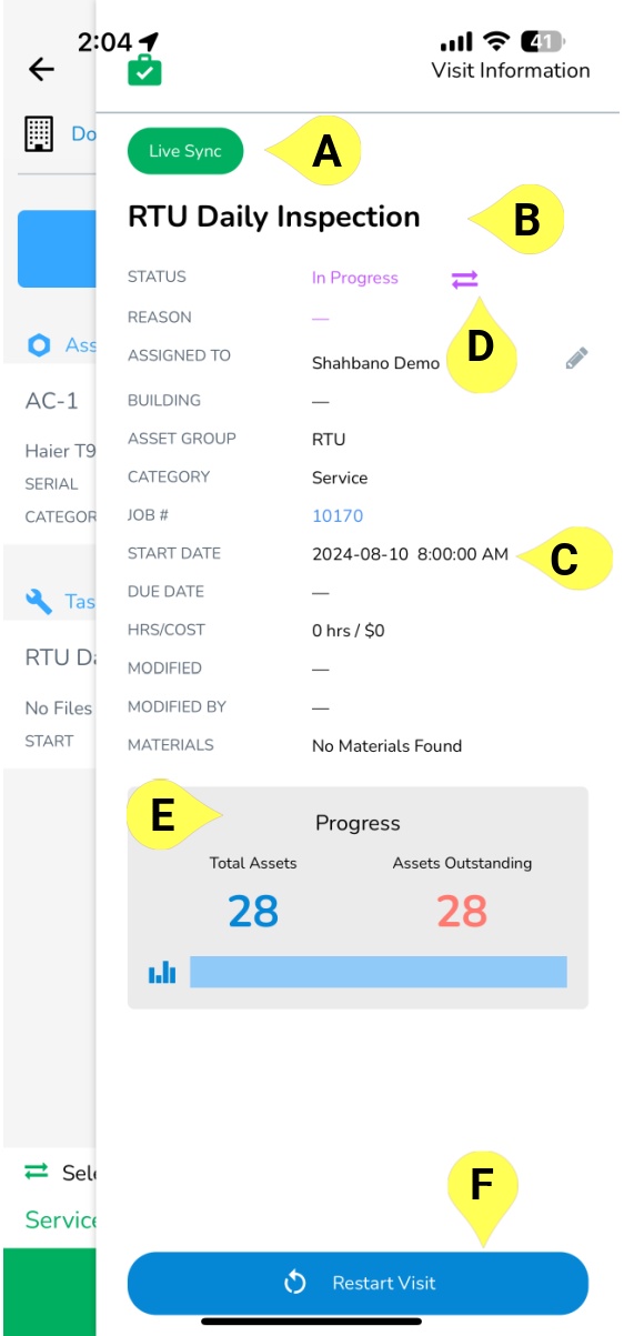 The Visit Information screen will give you all the information you need about the visit you're on. The…