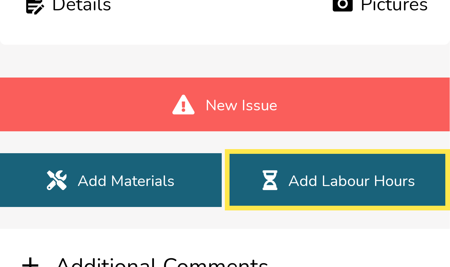 In order to add labour hours, scroll to the bottom of the inspection.