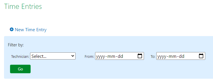 From here, you can either create a new Time Entry using the New Time Entry button at the top, or filter the…