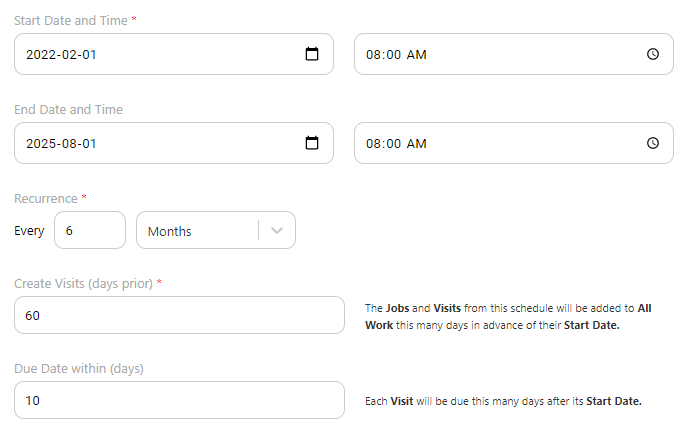 Here is a full example to further explain the features in this tab. We've filled out a sample form here: