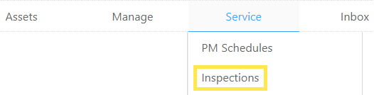Hover over to the Service tab near the top of the page and click on Inspections.