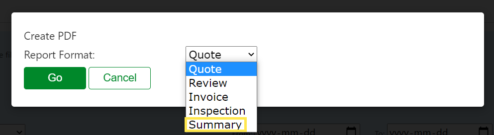 Select Summary from the Report Format field and click on Go.