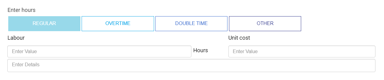 Simply enter the number of hours, the labour rate and any additional details about this charge.
