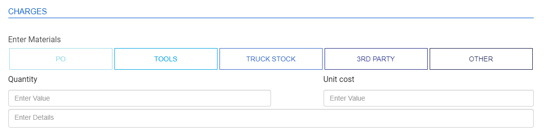 After you have selected the type of Material, you will need to enter the quantity, the cost and any details…