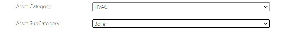 Note:If you specify an Asset Category, you can also select an Asset SubCategory within that Category.