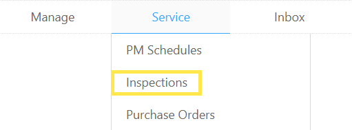 Hover over the Service tab and click on Inspections.