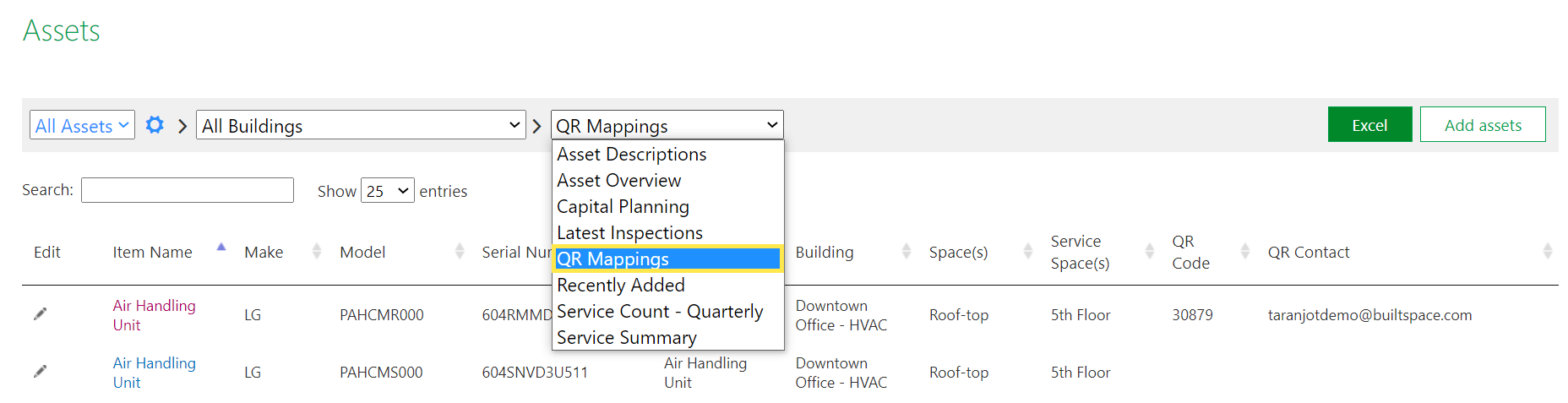 From the top navigation bar, click on Assets.
