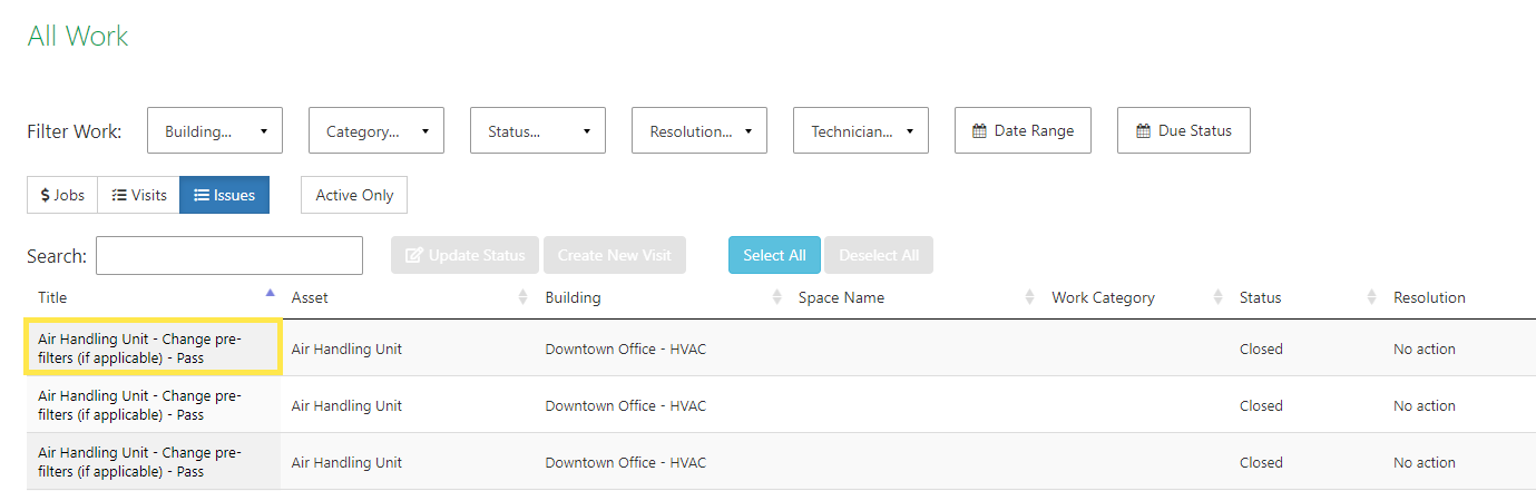 From the Issues tab, locate the Issue you want to make changes to. Then, click on the Title of the Issue.