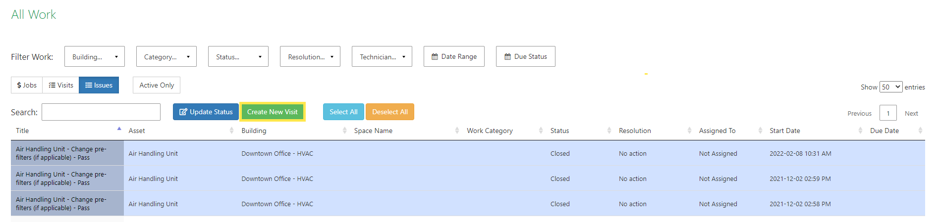 Issues from the same Building can be selected to create a new Visit. Simply select the Issues you want to…
