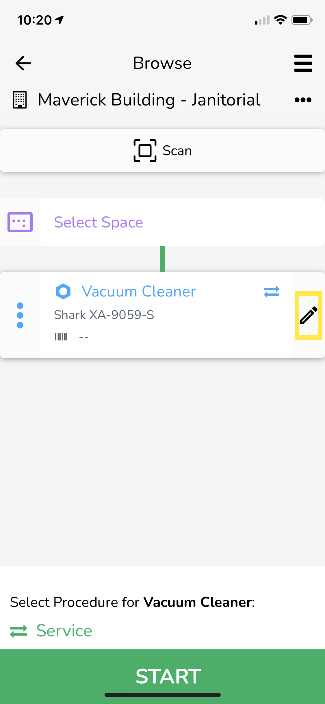 Choose the Asset you want to map, and then tap on the Pencil icon to bring up the edit screen.