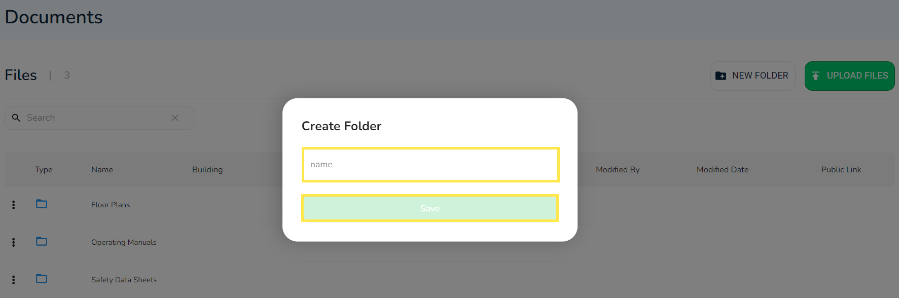 Enter the name of the folder and click on Save.