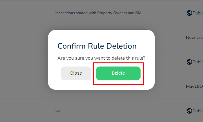 Click on Delete to confirm.