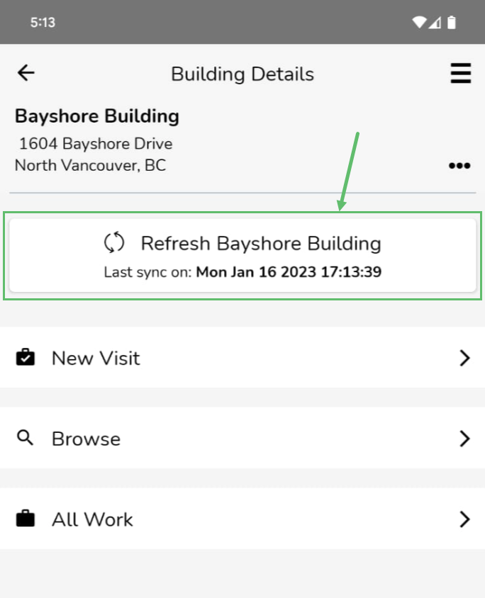Tap on the Refresh button near the top. You should now see the new building name.