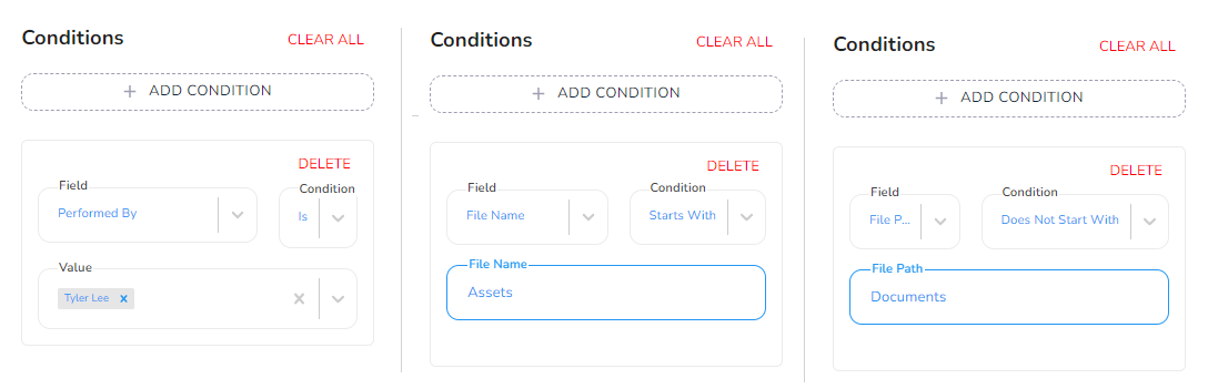 In the screenshot below, you can see an example of a Performed By, a Performed By Role, File Name, and File…