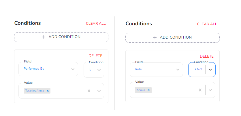 In the screenshot below, you can see an example of a Performed By, Performed By Role and Role condition. You…