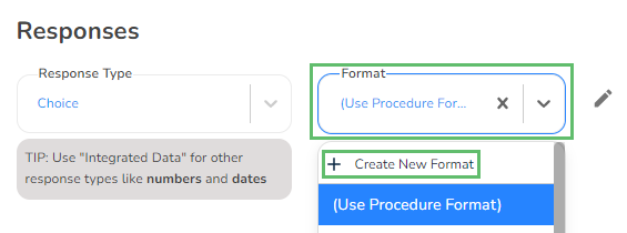 To create a new format, click on + Create New Format and enter the Button Value in the form presented.