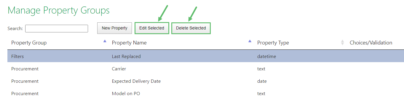 To delete an Asset Property, select the desired record and click Delete Selected. Click Delete when the…