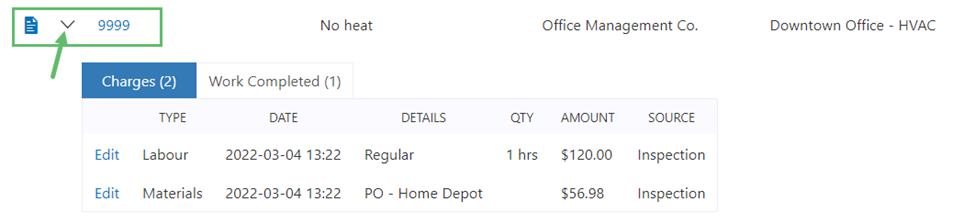 On the Jobs tab, click to expand the Job Details for a selected Job Number.