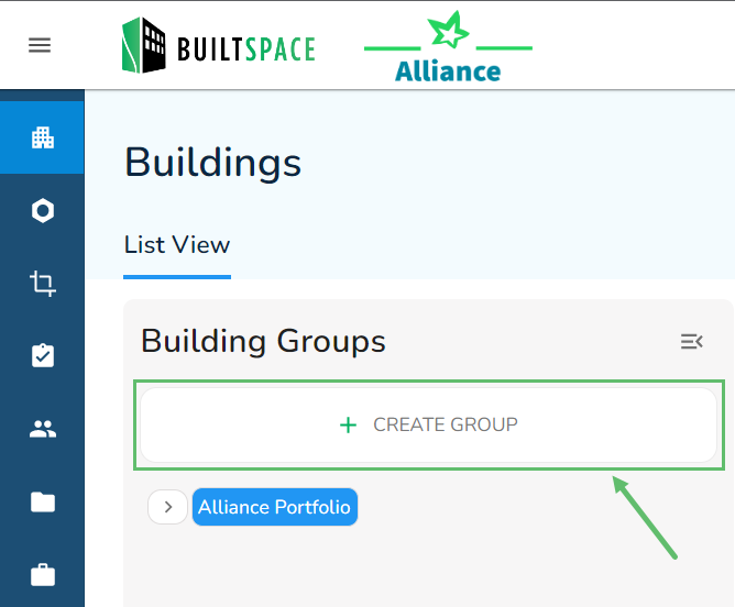 From the Buildings page click on + Create Group to create a Top-Level Group.