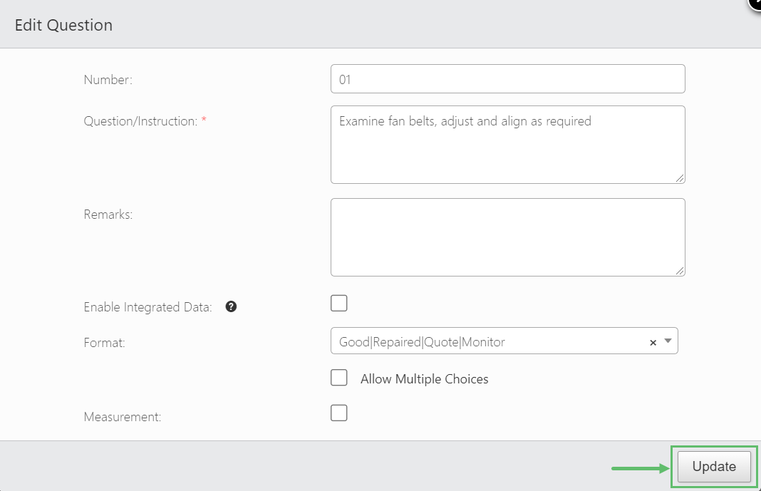 Make the necessary changes and click on the Update when done.