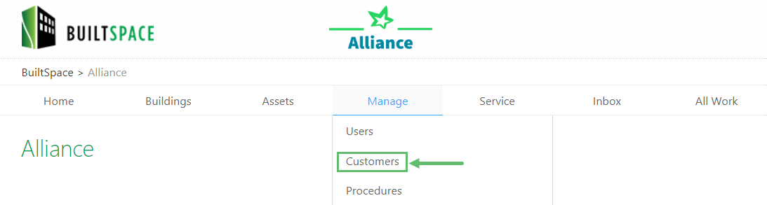 Hover over to the Manage tab near the top of the page and click on Customers.