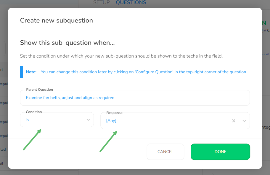 From the dropdown menu, choose the first option: Subquestion. This action will open a configuration interface…