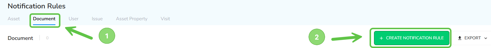 Make sure you are on the Document tab in the top navigation, and then click on + Create Notification Rule in…