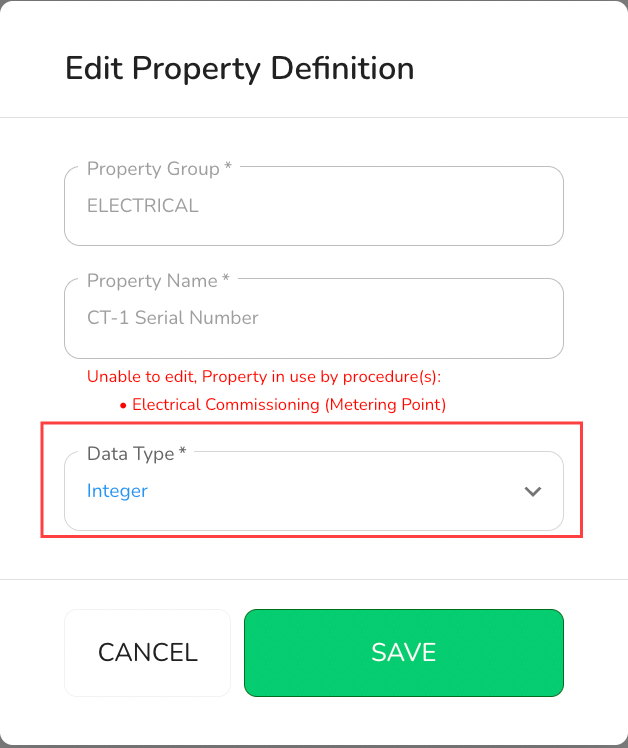 If an asset property is currently in use, you’ll see a red warning message indicating which Procedure is…
