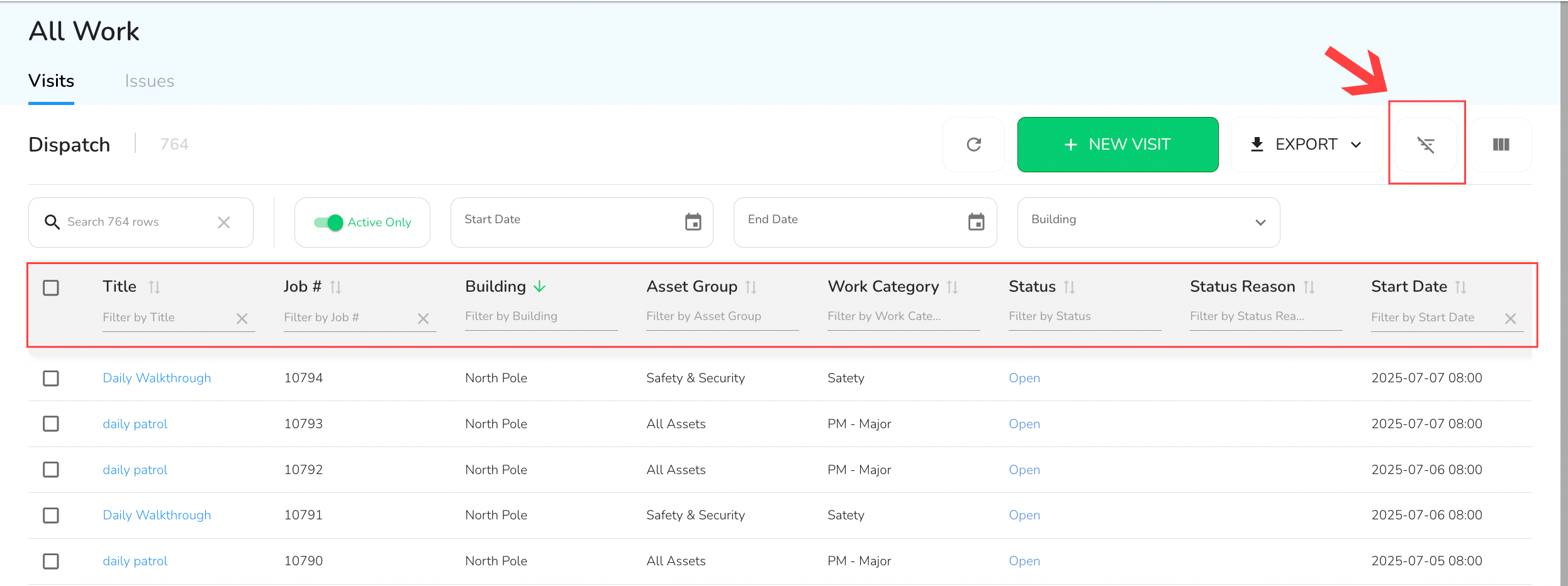 To filter by individual columns, click on the filter icon in the top-right. This will display filter options…