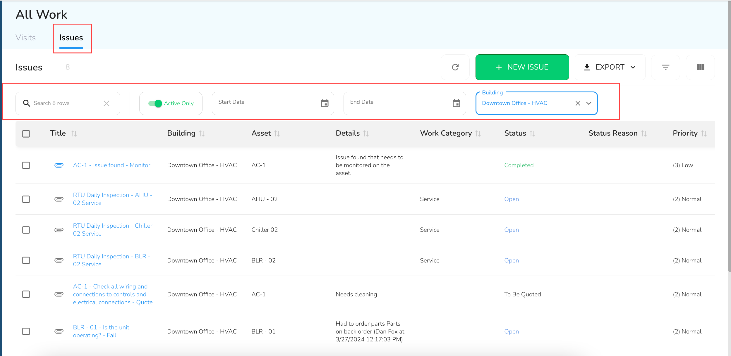 Only up to 1000 rows can be displayed at a time, so filters are useful for refining your view.