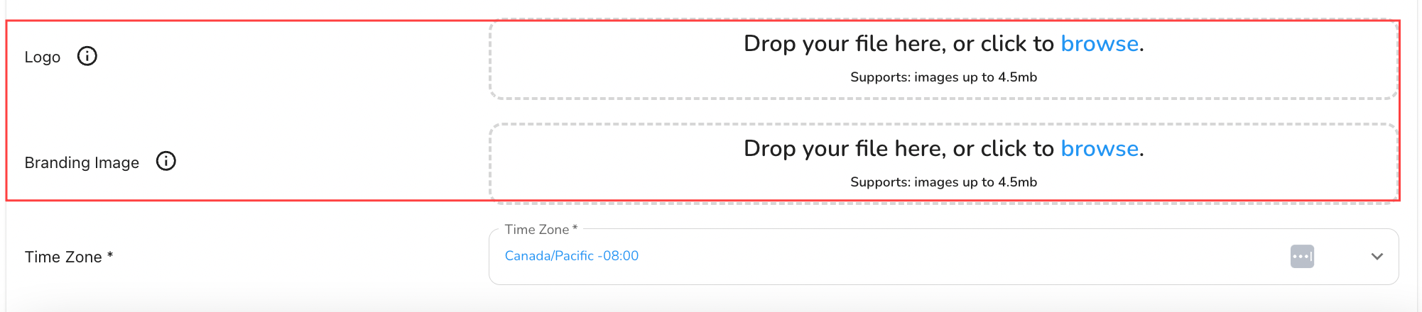 To change the company logo, drag and drop the new file into the upload box or click Browse to select an image…