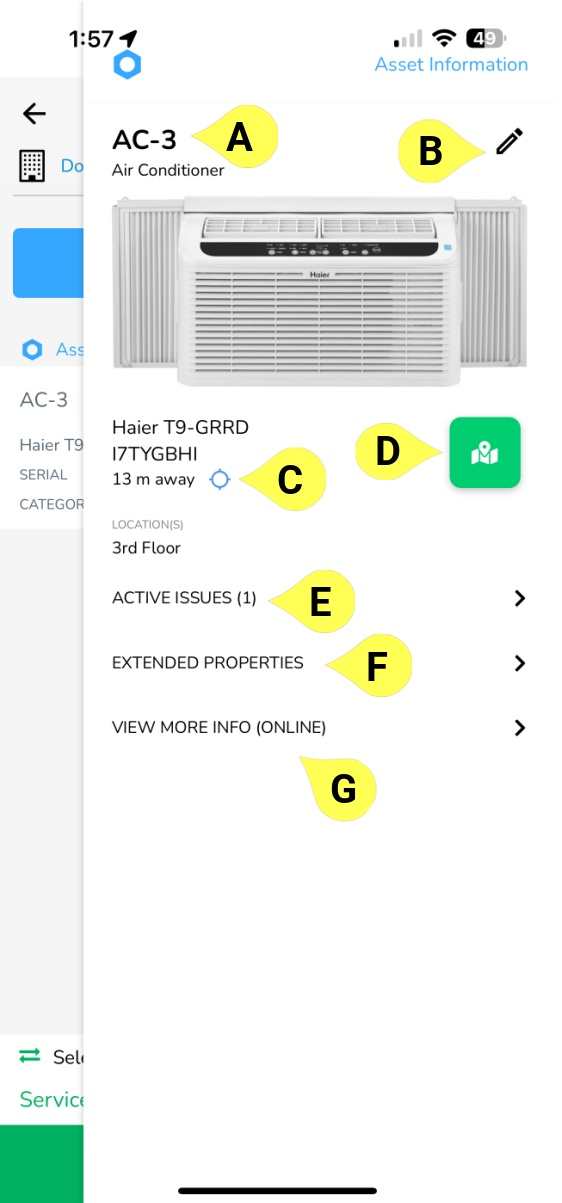 The Asset Information screen will give you all the information you need about the visit you're on. The…