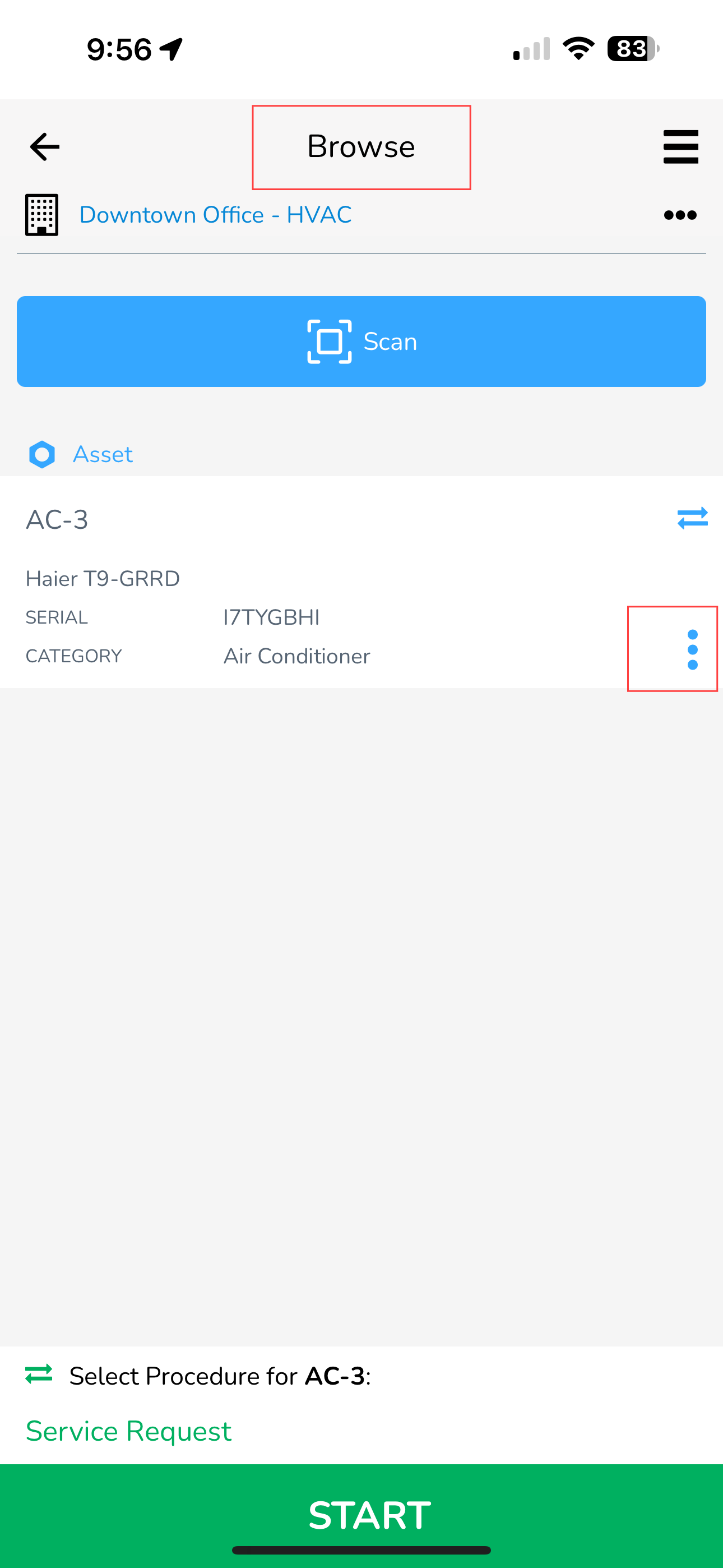 To edit an asset, choose an asset by tapping on Select Asset. Then click the three blue vertical dots on the…