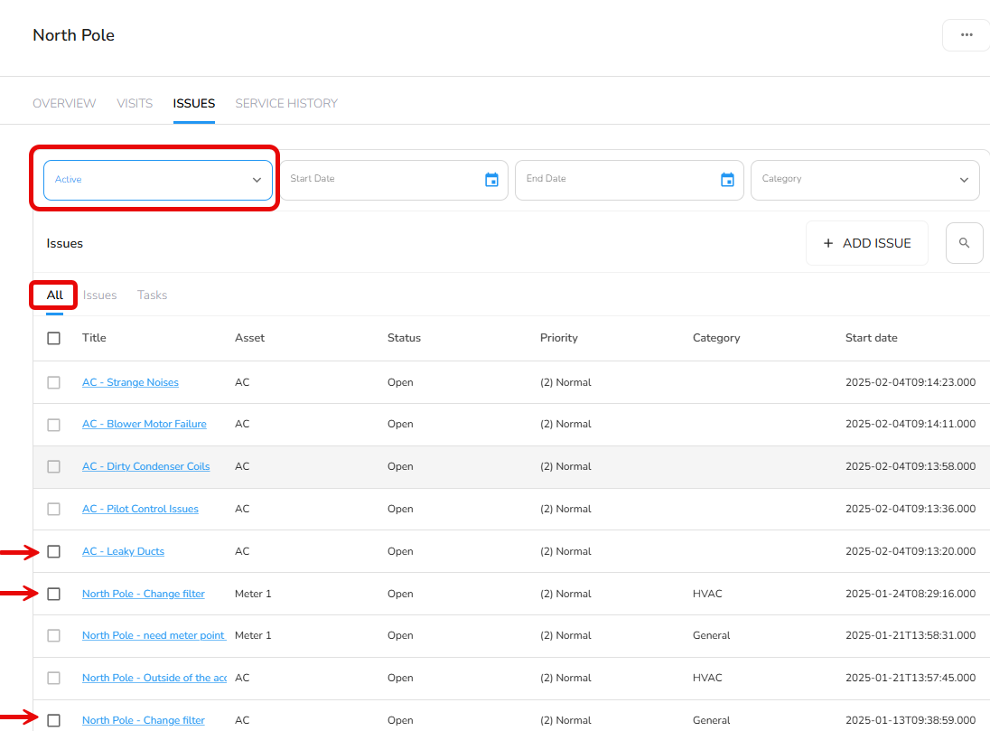 Depending on which tab you are on, some items in the list may not be selectable (the checkbox is disabled).