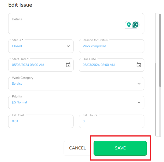 Once you've made all relevant updates the Save button at the bottom of the slide-out will become highlighted.