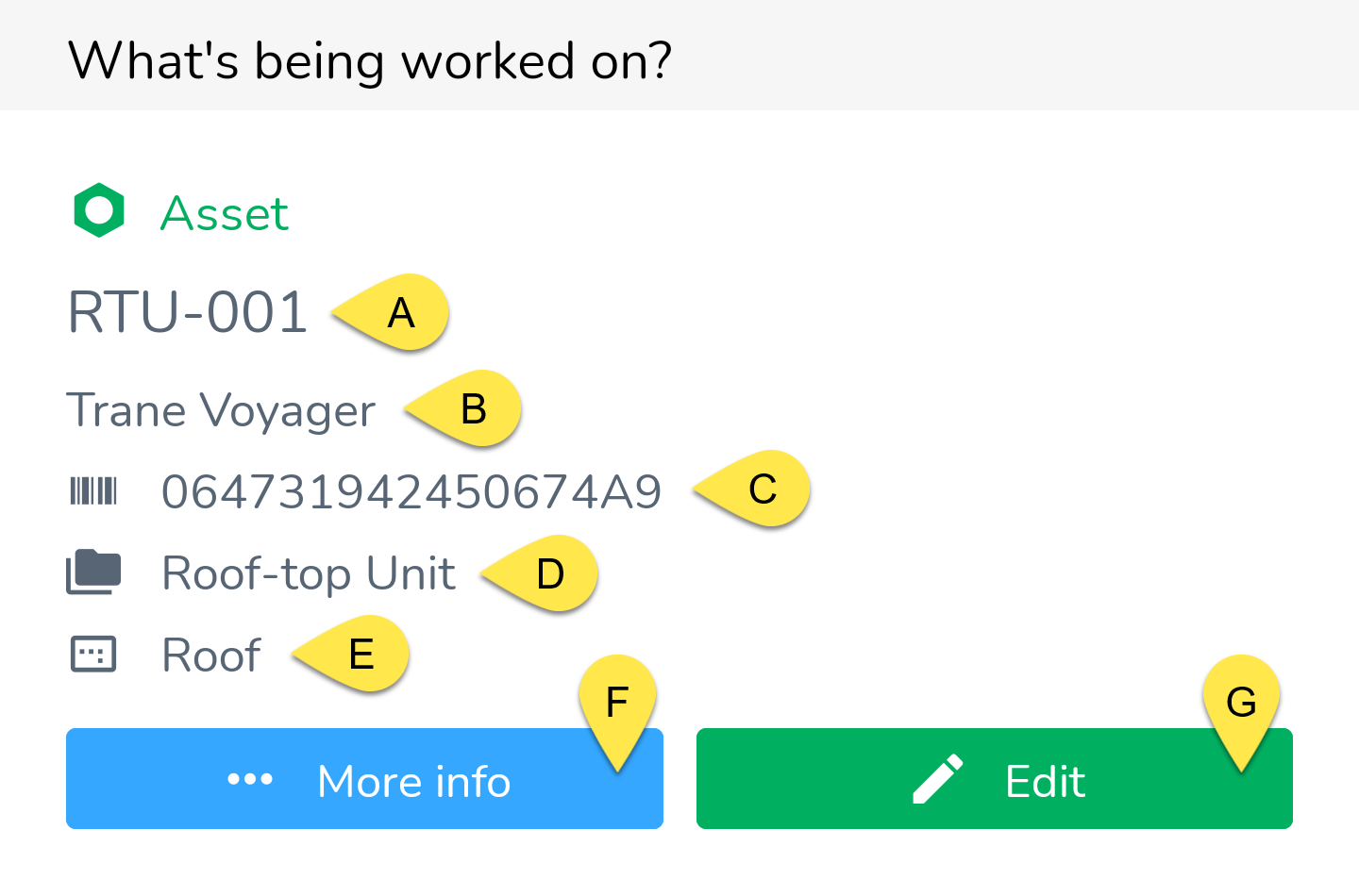 If you are working on an asset, the main info card at the top will be about the asset you're currently…