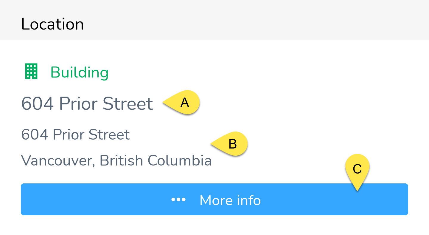 At any point in time, you can quickly look up information about the building you're in.