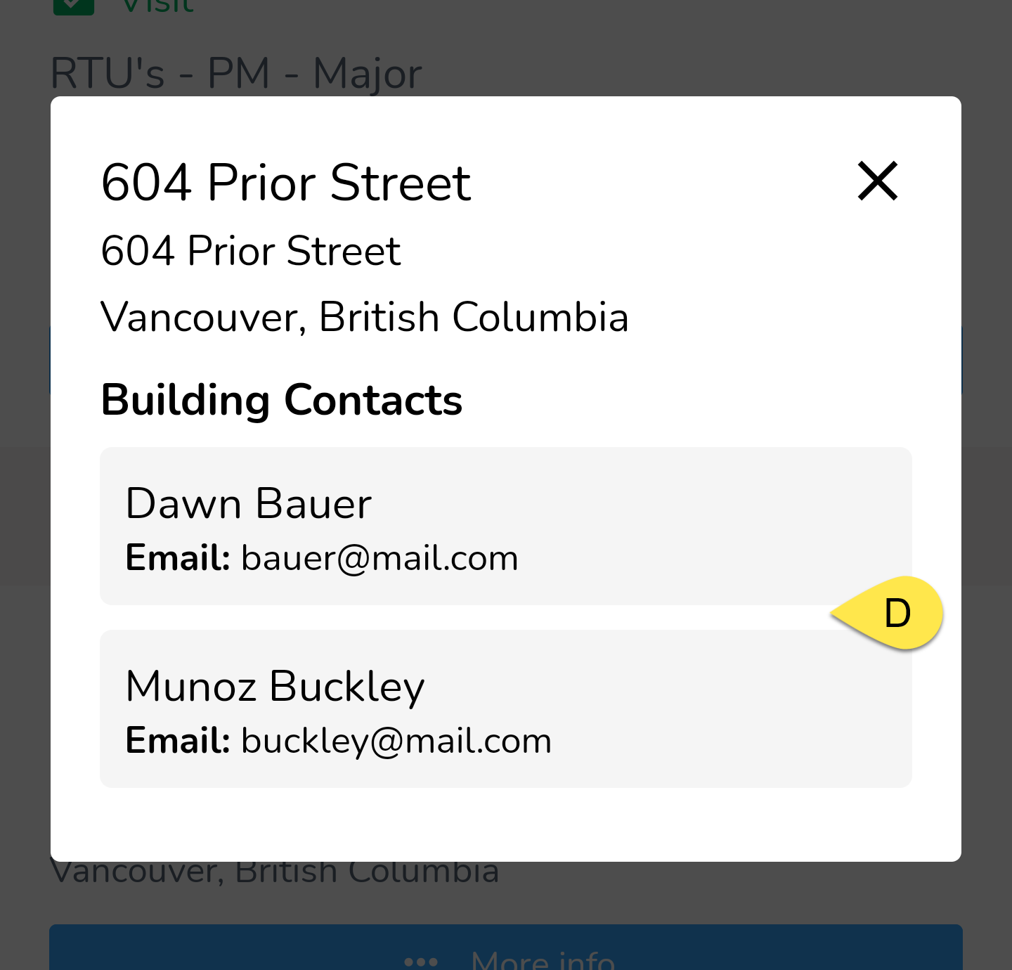 Tapping the More Info button in point C above will open the following pop-up: