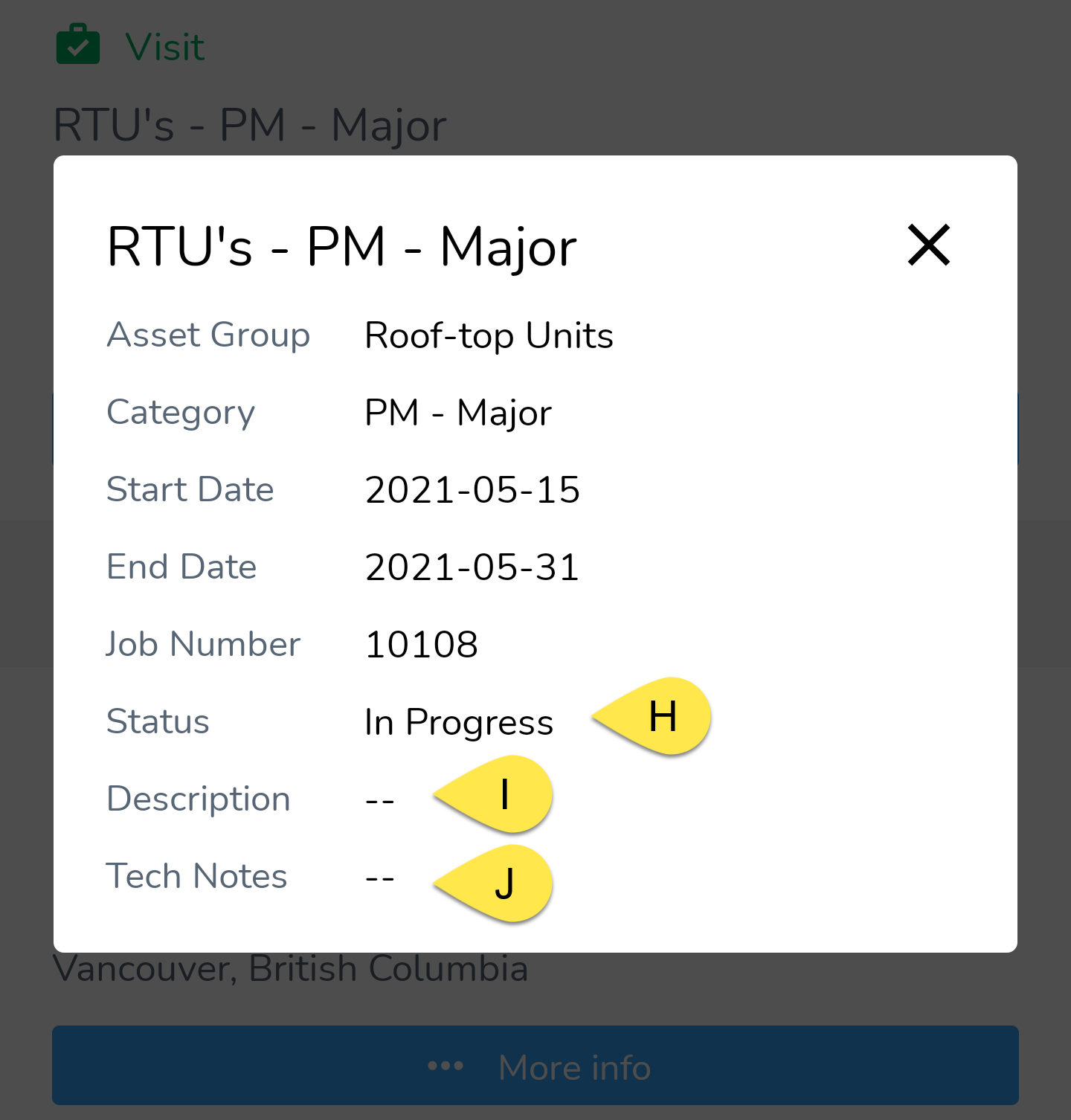 Tapping the More Info button in point G above will open the following pop-up: